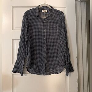 Nili Lotan Button Down Shirt Blue Check size M
